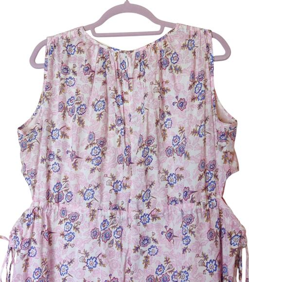 Caron Callahan Goa Pink Coral Floral Sleeveless Cotton Jumpsuit Large Cottage - Picture 10 of 16